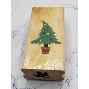 Whimsical Christmas Tree Wood Mounted Rubber Stamp by Canadian Maple Collection